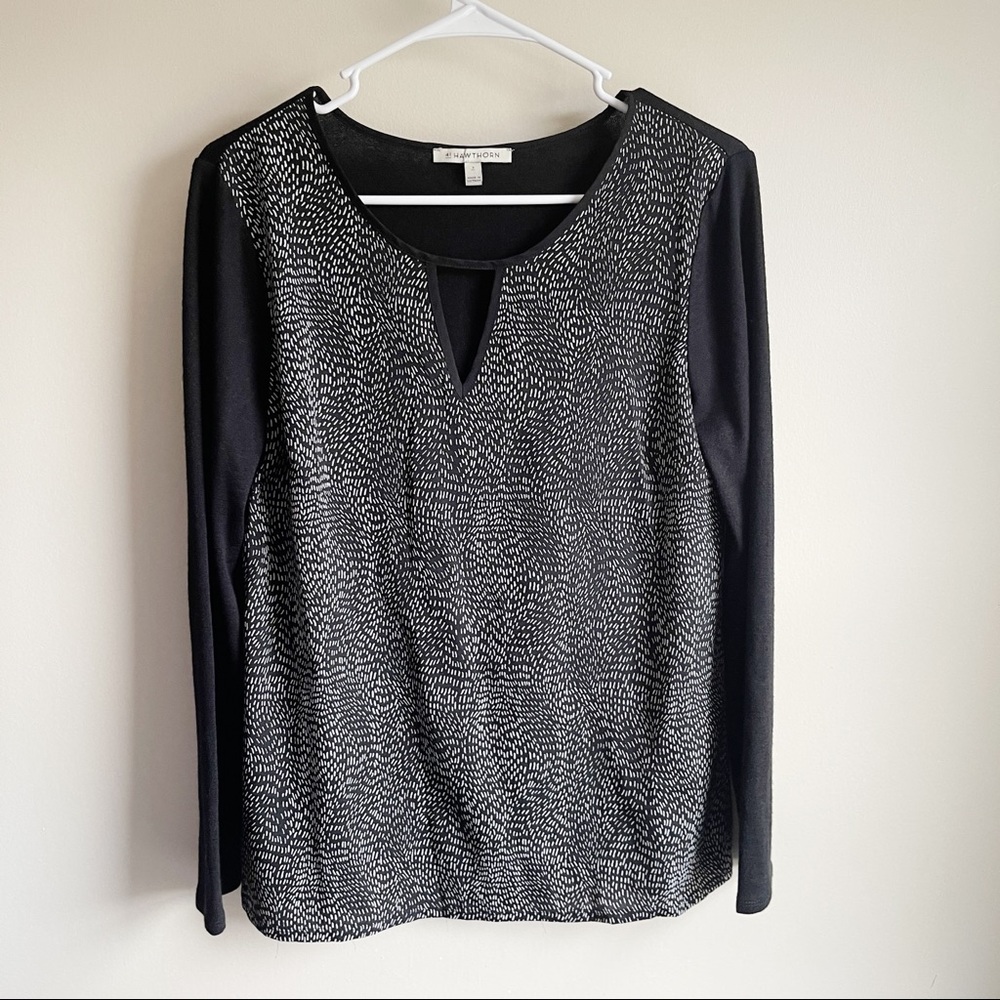 41 Hawthorn Stitch Fix Black keyhole Long Sleeve Blouse